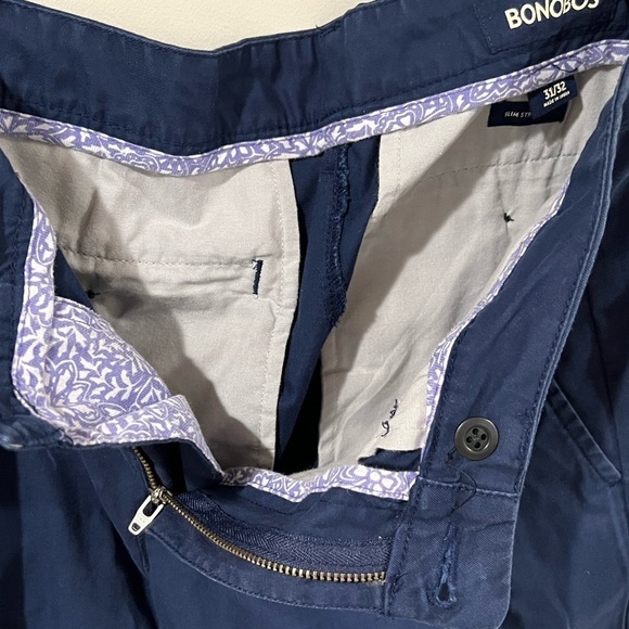 Men’s Bonobos 31W 32L Slim Straight Cotton Stretch Navy Chino Pant Khakis EUC - Picture 4 of 8